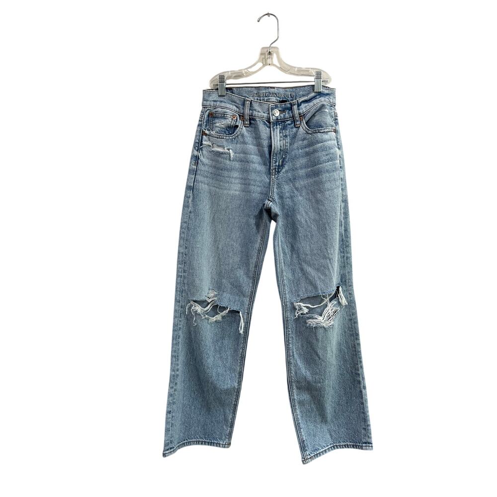 American Eagle Stovepipe Straight Jeans Distressed High Rise 00 Short